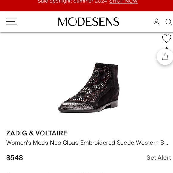 Zadig & Voltaire Women's Mods Neo Clous Embroidered Suede Western Booties Sz 40 - Picture 4 of 13